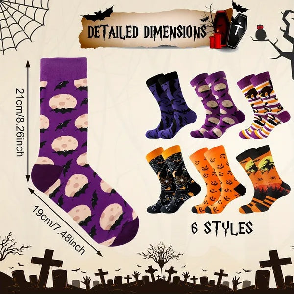 Halloween & Christmas Socks – 6 Pairs Funny Cotton Set for Men & Women