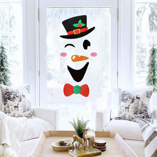 2PCS Christmas Door Stickers – Santa Claus & Snowman Wall/Window Decorations