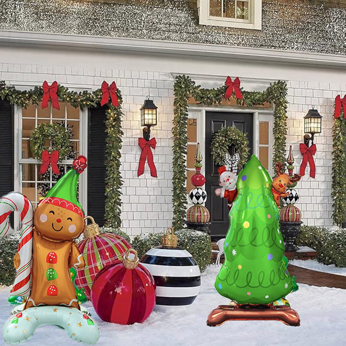 8PCS Christmas 3D Foil Balloons – Santa, Snowman & Xmas Tree Decorations