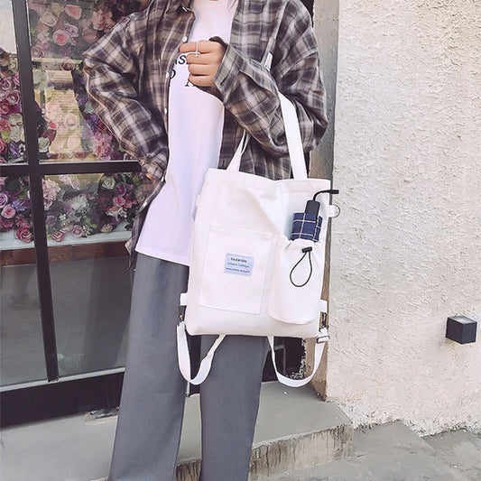 Canvas Backpack – Preppy Shoulder Bag for Women & Students