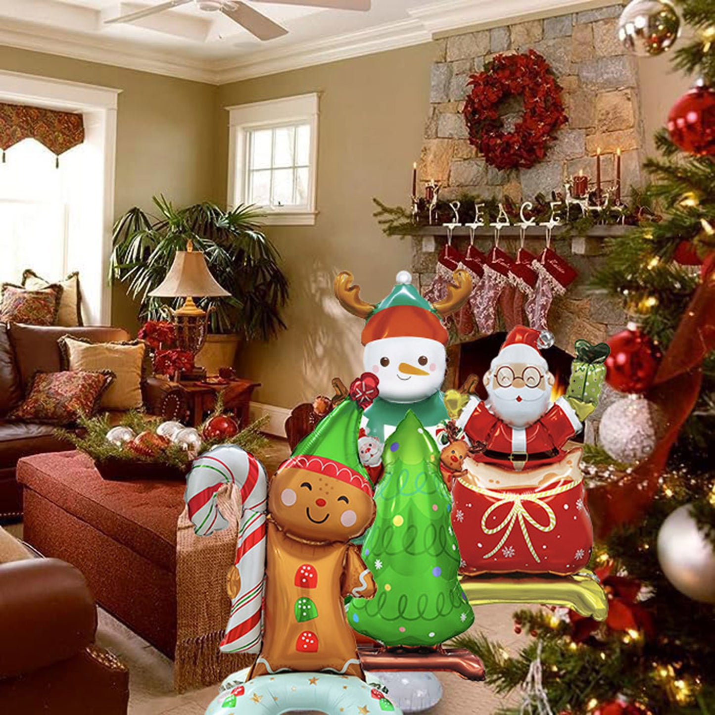 8PCS Christmas 3D Foil Balloons – Santa, Snowman & Xmas Tree Decorations