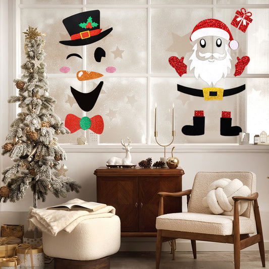 2PCS Christmas Door Stickers – Santa Claus & Snowman Wall/Window Decorations