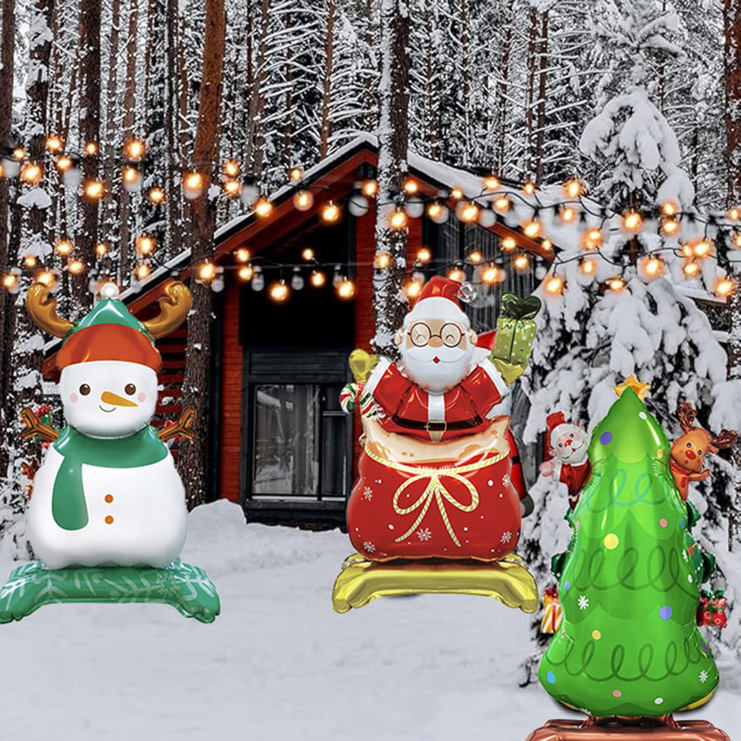 8PCS Christmas 3D Foil Balloons – Santa, Snowman & Xmas Tree Decorations