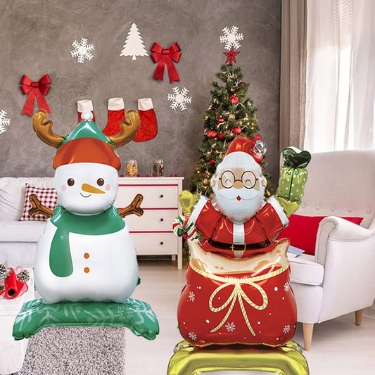 8PCS Christmas 3D Foil Balloons – Santa, Snowman & Xmas Tree Decorations