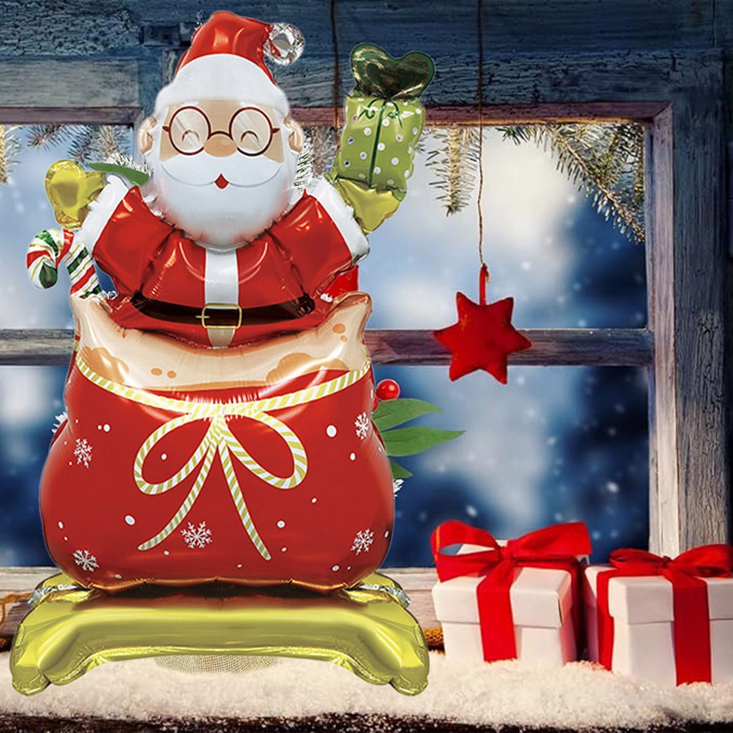 8PCS Christmas 3D Foil Balloons – Santa, Snowman & Xmas Tree Decorations