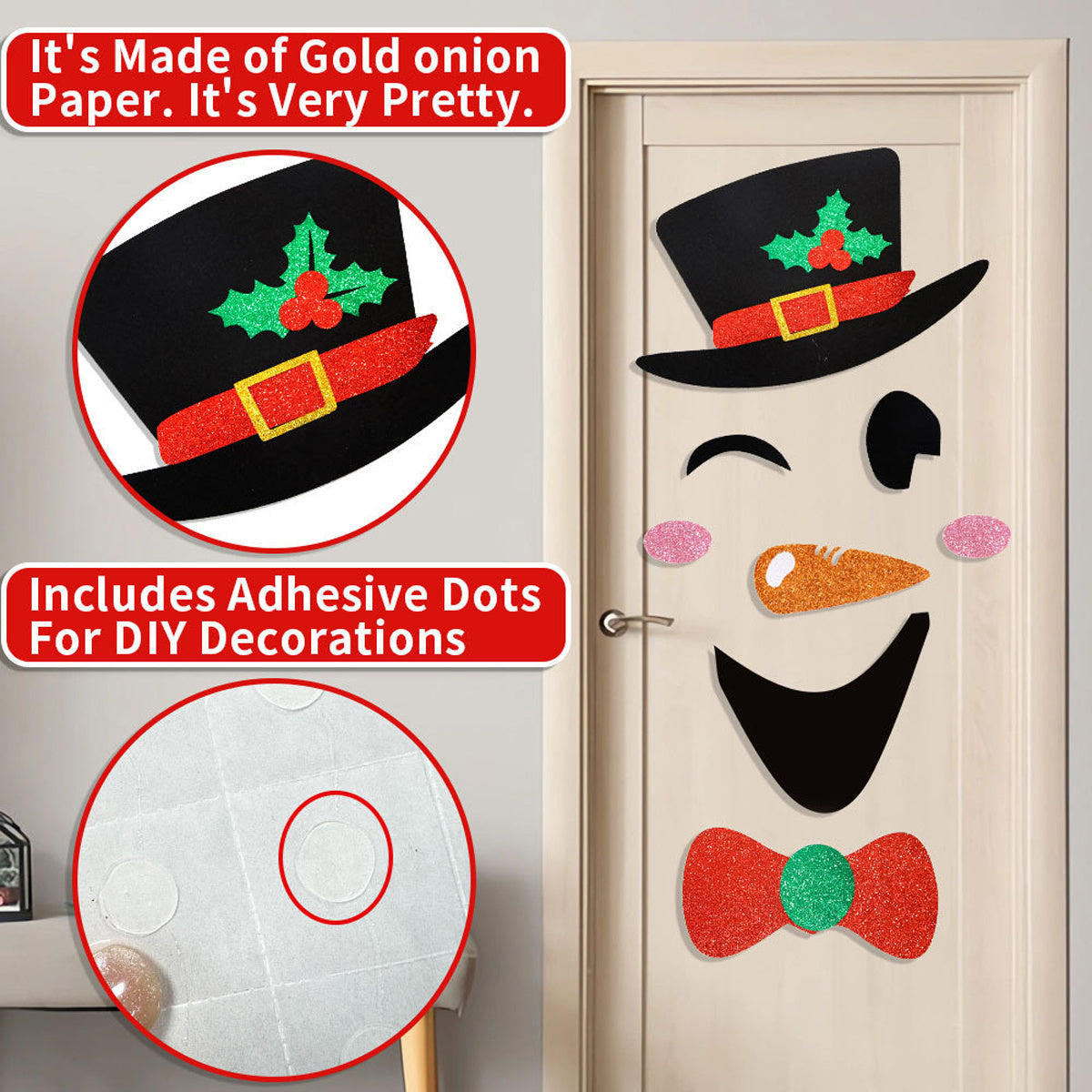 2PCS Christmas Door Stickers – Santa Claus & Snowman Wall/Window Decorations